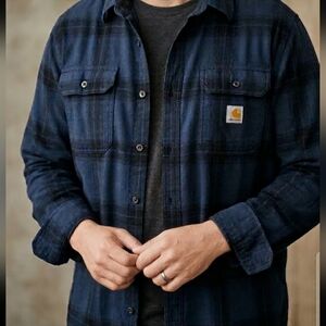 Carhartt Men's Dark Blue Checkered Flannel Shirt XXLT